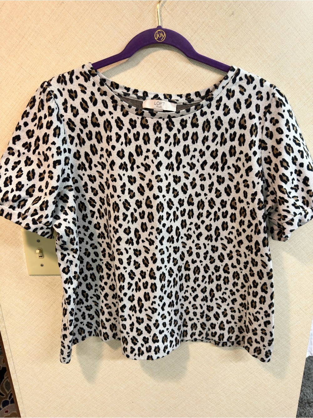 LOFT Plus Leopard Print Short Sleeve Top